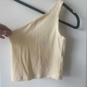 Urban Outfitters cream one shoulder crop top